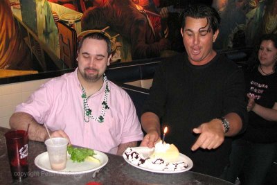 Mark brings out some birthday pie for Rich