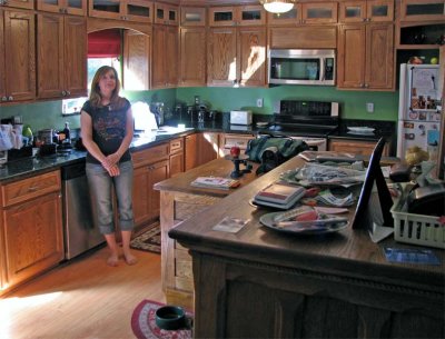 Pam with new kitchen