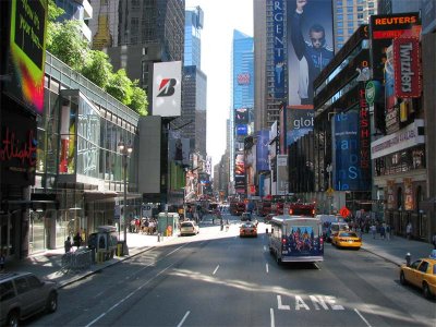 Driving into Times Square