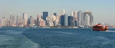 Lower Manhattan with ferry
