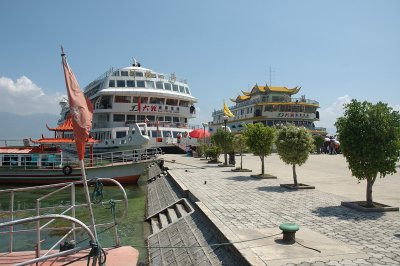 Big Boats Docked on Erhai Lake