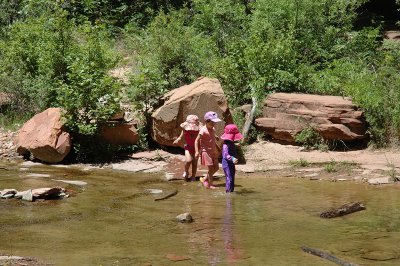 With Newly Found Pals in the Creek