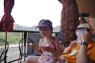 Enjoying a Yummy Ice Cream and a Great View