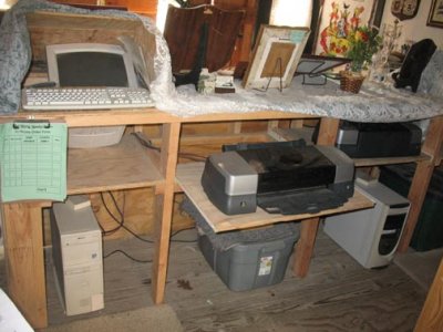 The printers are on slide trays (no computers, printers, fabric, tubs included)