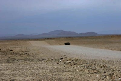 The dusty road across the Namib-Naukluft desert