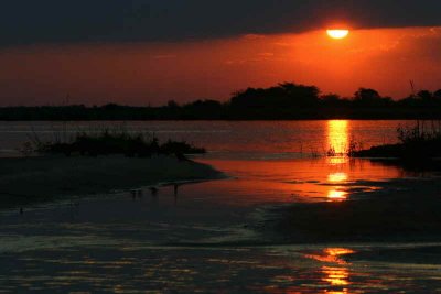 Sunset over the Kavango River from Mark's boat