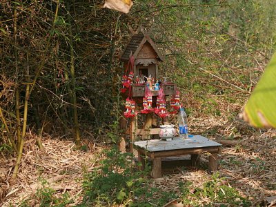 A simple private shrine by a house