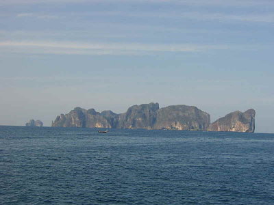 Departing view of Phi Phi Ley and Bida Islet