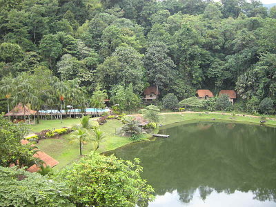 The gardens and lake at the Kuraburi Greenview Resort hotel