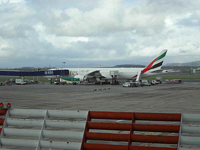 The Emirates Air flight at Glasgow airport. I flew from Glasgow-Dubai-Bangkok with Emirates.
