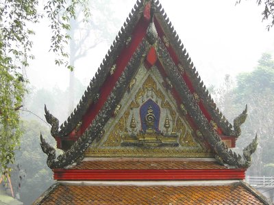 Detail of the entrance arch to the temples at Chiang Dao