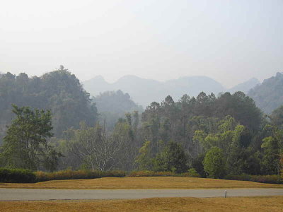 View in the Doi Ang Khang Royal Project area, mountains beyond are the border with Myanmar