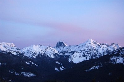 Border Peak blushes in sunrise light