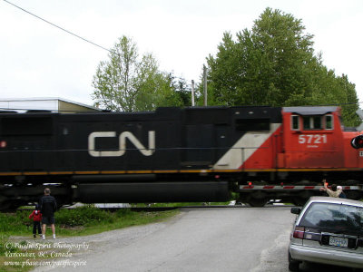 Excited locals greeting a CN train