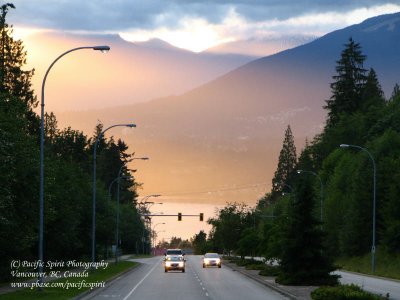 Burnaby Mountain Parkway at sunset