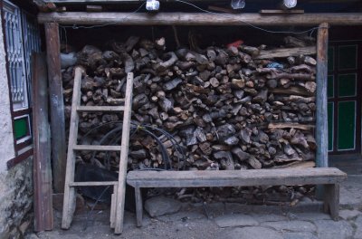 Tengboche, firewood stockpile for the winter