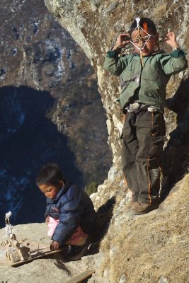 Kids playing outside Namche