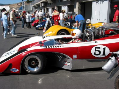Lola T220, with a McLaren M6B behind, and the M6B-based McLeagle behind that.