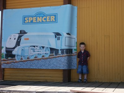 Waiting our turn to ride with Thomas