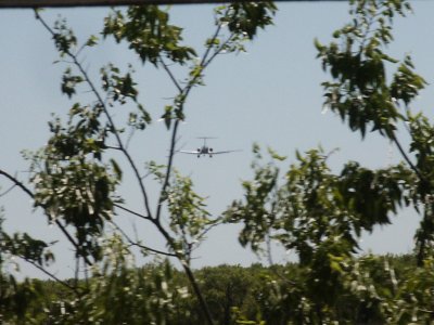 We had fun watching the planes fly into DFW Airport...this one was while we were on the train