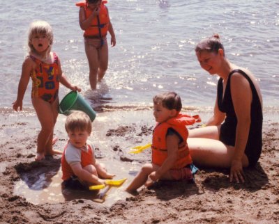 Heidi & the kids at the cottage