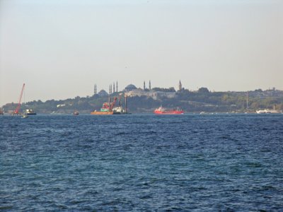 Topkapi,Hagia Sophia and Blue Mosque from the Bosphorus