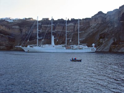 In Santorini harbor