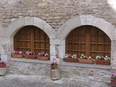Arched windows and flowers