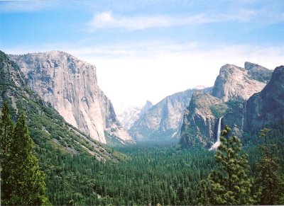 Yosemite Valley - El Capitan, left, Bridal Veil Falls, right, Half Dome, background