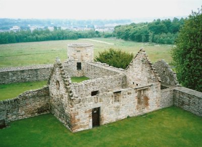 Craig Millar Castle, Chapel   Dovecot (round) behind