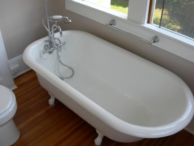 refinished old claw foot tub that was formerly cow watering trough