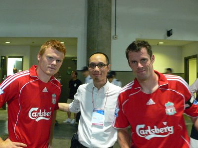 With Riise and Carracher, Liverpool