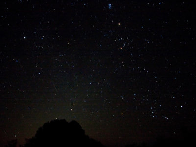 Perseid meteor below Auriga
