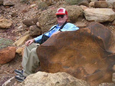 Paul relaxing on his Petroglyph Throne