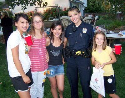 Officer Warren Hangs with  the Girls