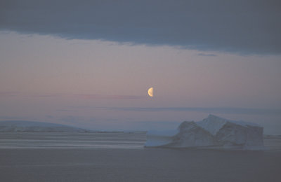 East Greenland half moon sky