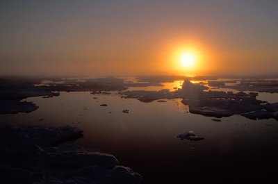 Pack ice midnight sun East Greenland 1