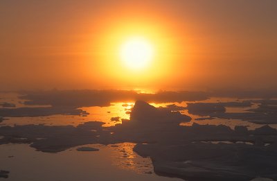 Pack ice midnight sun East Greenland 2