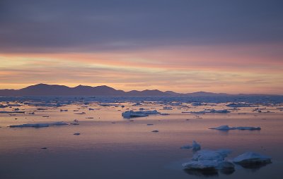 Pack ice sunset East Greenland 2