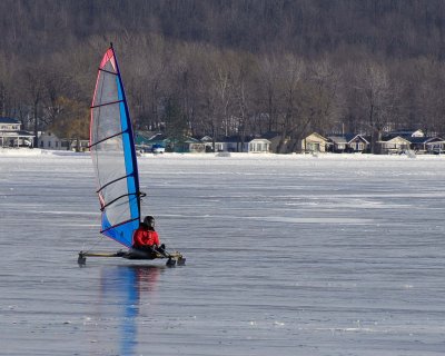 Blue Ice Boat on Canadaguia Lake, NY