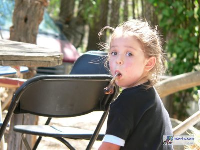 Kayla and her chicken popsicle