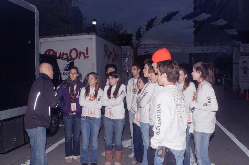 Volunteers for the Elite Runners getting their last Briefing for the Morning