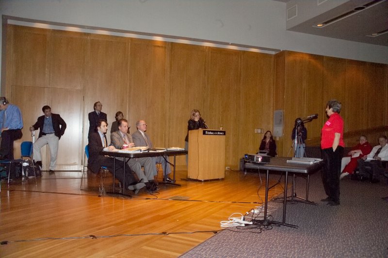 Adeline Harrison speaks before the hearing board