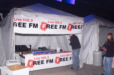 Live 105.3 FM booth prepairng for the Marathon Participants Soon to Show up