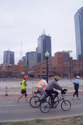 A few Marathoners were allowed Special Bicylce Escorts on the Race Course