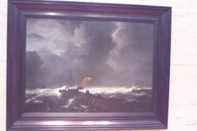 Jacob van Ruisdael, A Rough Sea at a Jetty 1650s
