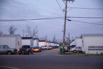 FEMA Village, over 150 trailers and portable buildings and not a bit of space for a playground