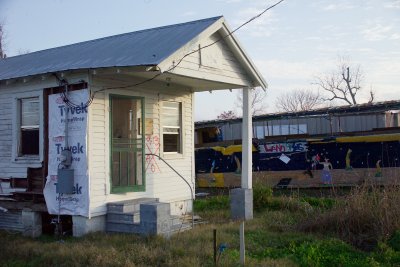 Abandoned since Katrina with the door open, notice red markings from rescue crews after the storm
