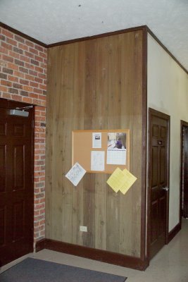 State Office showing high water mark above bulletin board