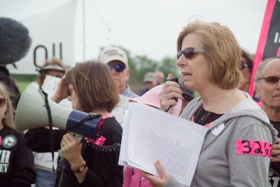 Cindy Sheehan at the Checkpoint to the Western Whitehouse in Crawford Texas on Good Friday 2007